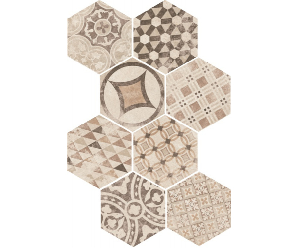 Vzorovaná dlažba Equipe Hexatile Cement Garden Sand 17,5x20