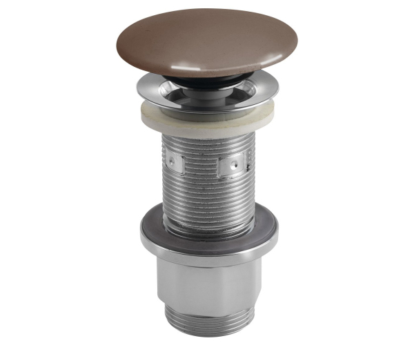 Sapho Umyvadlová Výpust 5/4“, Click-clack, Betonová Zátka, 10-80mm, Tmavě Hnědá Pololesk