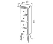 Sapho Retro Skříňka 35x119x33cm, Starobílá