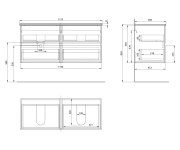Aqualine Paneda Strip Umyvadlová Skříňka 119x55x45,2cm, Dub Emporio