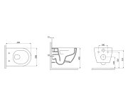 Bruckner Luna Závěsná Wc Mísa, Vortex Rimless, 35,5x49cm, Bílá