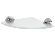 Sapho X-round Skleněná Polička Rohová, čtvrtkruhová 200x200mm, Chrom/mléčné Sklo
