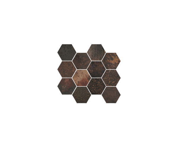 Mozaika jako kov Aparici Corten Graphite Mosaico Hexagon 28x30 Nat. Rett. - hnědá