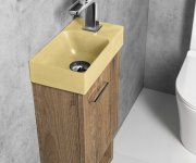 Sapho Piccolino Betonové Umývátko 30,8x17cm, Baterie Vpravo, žlutá Mat