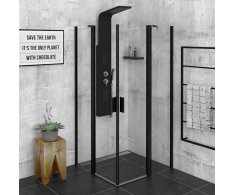 Polysan Zoom Black čtvercová Sprchová Zástěna 900x900mm, čiré Sklo