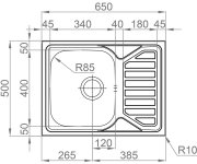 Dřez Okio 650, Matný Povrch, Tloušťka 0,6 Mm, Včetně Sifonu (rd0211110) A 3 1/2"sítkového Ventilu S-RDOKM6505006V