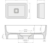Polysan Banera Square Umyvadlo Na Desku, Litý Mramor, 50x36cm, Bílá/šedá Mat