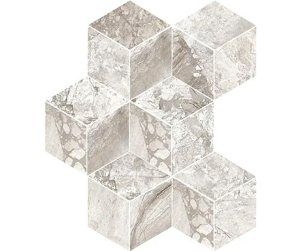 Dlažba jako mramor Bottega Angel Heart Hexagon Grey 30x40 Luc. Rett. - béžová