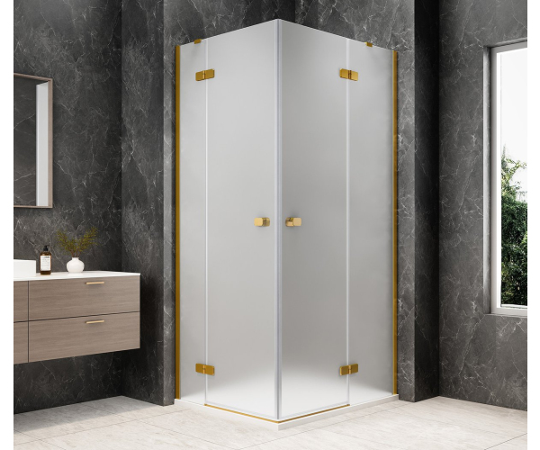 Polysan Globe Gold Matt Obdélníkový Sprchový Kout 900x800mm, Rohový Vstup, Matné Sklo