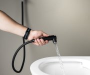 Sapho Nástěnný Ventil S Ruční Bidetovou Sprškou A Bezpečnostní Pojistkou,kulatý,černá Mat