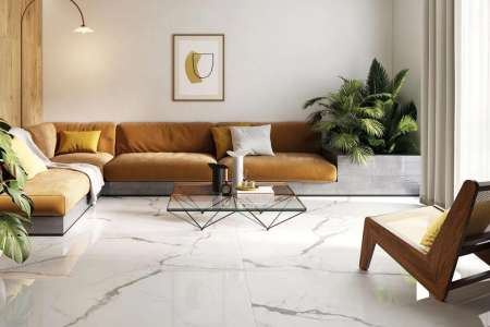 Velkoformátová lesklá dlažba Sunshine Calacata White 120x120 (Pastorelli)