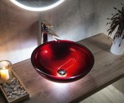 Sapho Murano Rosso Impero Skleněné Umyvadlo Na Desku, Průměr 40cm, červená