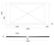 Gsi Keramická Sprchová Vanička, Obdélník 200x100x2cm, Cenere Mat