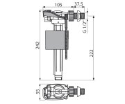 Napouštěcí Ventil Boční 1/2", Pro Keramické Nádržky ALC-A150-12