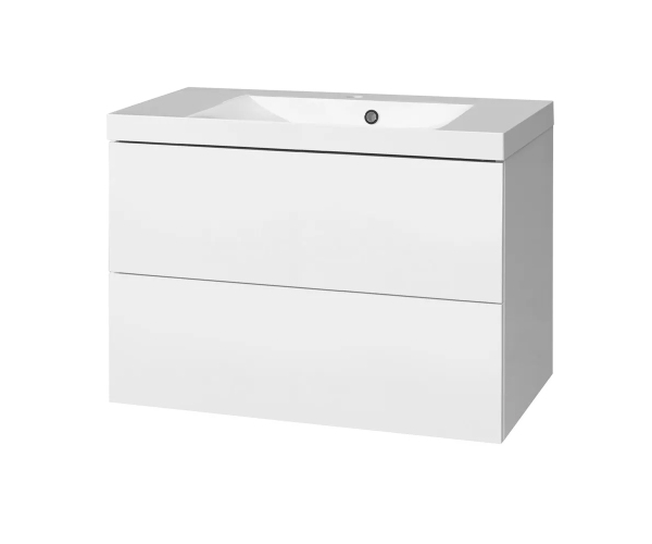Mereo Aira, Koupelnová Skříňka S Umyvadlem Z Litého Mramoru 81 Cm, Bílá
