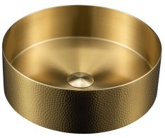 Sapho Aurum Nerezové Umyvadlo Na Desku, Průměr 38 Cm, Včetně Výpusti, Tepané, Zlato Mat