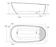 Kerasan Aquatech Vana 170x70cm, Bílá