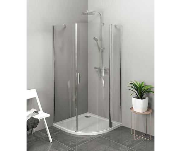 Polysan Zoom čtvrtkruhová Sprchová Zástěna 900x900mm, čiré Sklo, Pravá