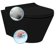 Sapho Avva Cleanwash Závěsná Wc Mísa, S Bidetovou Sprškou, Rimless, 35,5x53cm, černá Mat