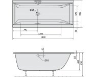 Polysan Cleo Slim Obdélníková Vana 180x90x48cm, Bílá