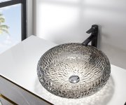 Sapho Gaviota Skleněné Gravírované Umyvadlo Na Desku ø 42cm, černá
