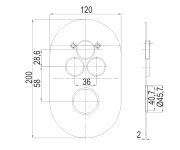 Mereo Kryt Oválný Pro 3-cestnou Podomítkovou Termostatickou Baterii, 120 * 200 Mm