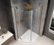Polysan Globe Copper Matt čtvrtkruhový Sprchový Kout 800x1000mm, čiré Sklo, Levé