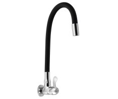 Aqualine Nástěnný Kulový Ventil 1/2", Flexibilní Ramínko, Chrom/černá Mat