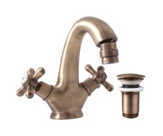 Bidetová baterie s výpustí MORAVA RETRO Stará mosaz (Bronz) 1/2" MK143.5SM