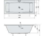 Polysan Kvadra Slim Obdélníková Vana 180x80x47cm, Bílá