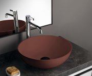 Polysan Banera Round Umyvadlo Na Desku, Litý Mramor, Průměr 39cm, Hnědá Mat