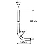 Splachovací Trubka K Wc, 600 X 200 Mm, Průměr 28 Mm, Chrom SCH-031000699