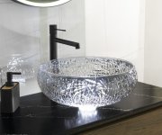 Sapho Gaviota Skleněné Gravírované Umyvadlo Na Desku ø 42cm, černá