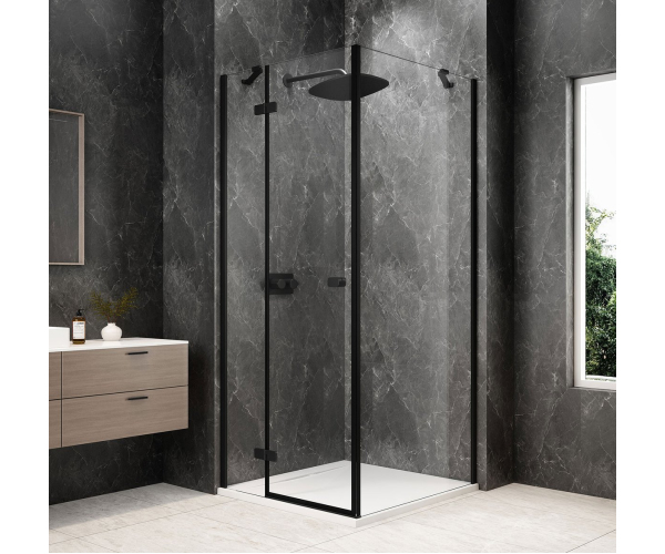 Polysan Globe Black čtvercový Sprchový Kout 1000x1000mm, čiré Sklo, Levé