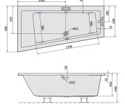 Polysan Andra L Slim Asymetrická Vana 180x90x45cm, Bílá
