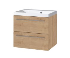 Mereo Bino, Koupelnová Skříňka S Umyvadlem Z Litého Mramoru 61 Cm, Dub Arlington