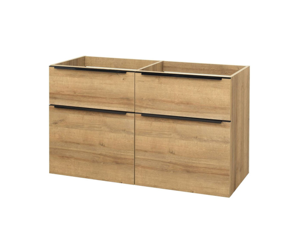 Mereo Mailo, Koupelnová Skříňka 120 Cm, Dub Riviera, černé Madlo
