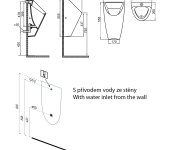 Cerastyle Schwarn Keramický Urinál, Zadní Přívod, Zadní Odpad, Bílá
