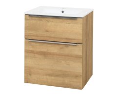 Mereo Mailo, Koupelnová Skříňka S Keramickým Umyvadlem 61 Cm, Dub Riviera, Elox Al Madlo