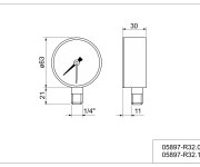 Manometr Se Spodním Napojením G 1/4", D 63 Mm, 0 - 10 Bar 05897-R32.10