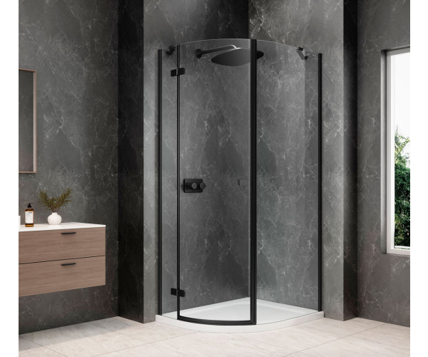 Polysan Globe Black čtvrtkruhový Sprchový Kout 900x1000mm, čiré Sklo, Levé