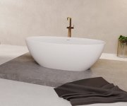 Polysan Noya Volně Stojící Vana, Solid Surface, 170x76x56cm, Bílá Mat