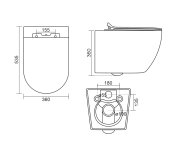 Aqualine Carlo Závěsná Wc Mísa, Vortex Rimless, 36x53cm, Bílá