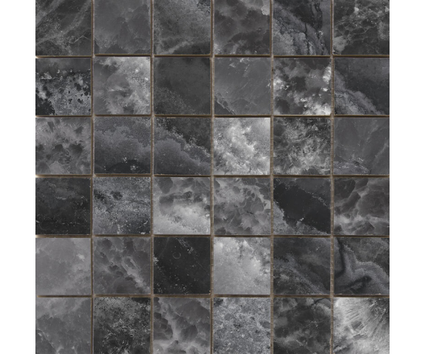 Mozaika jako mramor Cifre Lixium Mosaico Black 30x30 Luc. Rett. - antracitová
