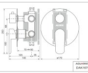 Dakota, Podomítková Sprchová Baterie Pro 3 Odběrná Místa, S Aq-boxem A Keramickým Přepínačem DAK167CD