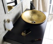 Sapho Murano Black-gold Skleněné Umyvadlo Na Desku, Průměr 40cm, Zlatá/černá