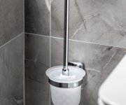Sapho Insia Wc štětka Závěsná, Mléčné Sklo, Chrom