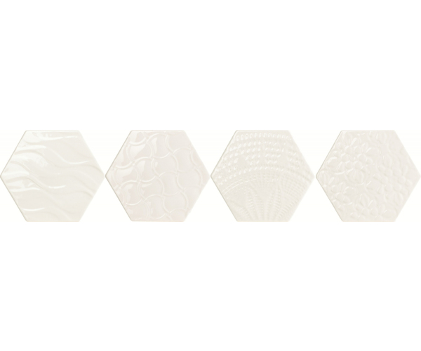 Retro dekor Tonalite Exabright Decoro Relief 15,3x17,5 Bianco - bílá