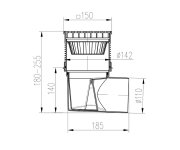 324vli-kv Boční D110, Vodní Hladina, Litinová Mřížka 150x150mm 04880-KVB110V-LI