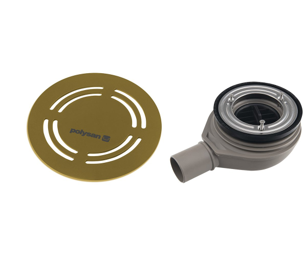 Polysan Flexia Vaničkový Sifon, Průměr 90mm, Dn40, Kruhová Krytka Zlato Mat